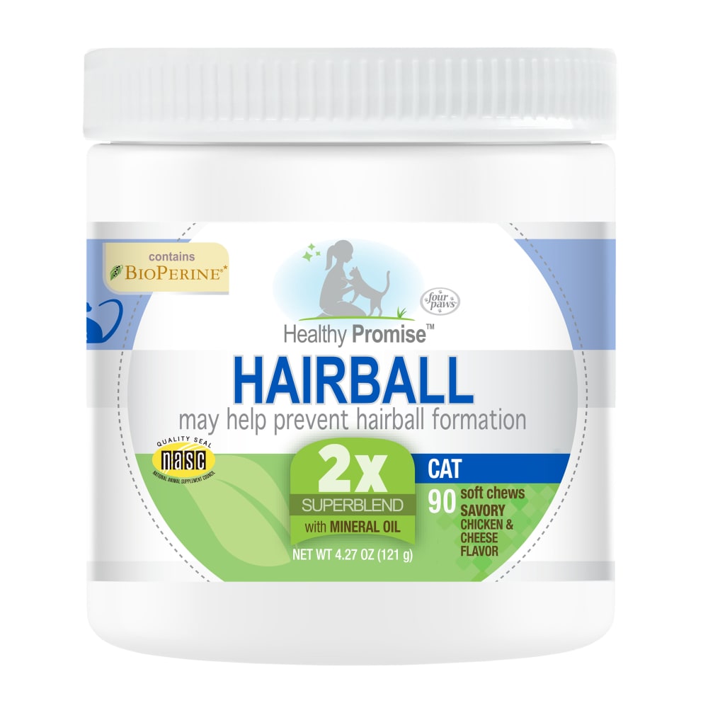 Front view of Fourpaws Healthypromise Cat Hairballsoftchews 90ct Inpackage