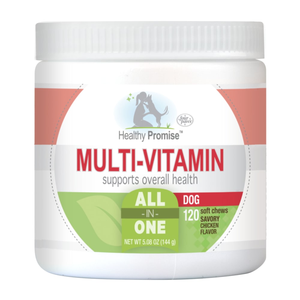 Front view of Fourpaws Healthypromise Dog Multivitaminssoftchews 120ct Inpackage